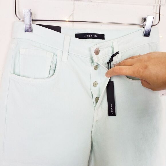J Brand Wynne High Rise Cropped Straight Jeans 26 NWT Green Spearmint Distressed - Picture 5 of 12